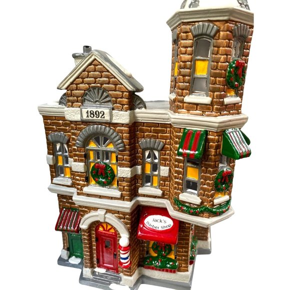 Department 56 Christmas Village Snow Village Jack's Corner Barber Shop - Picture 1 of 10